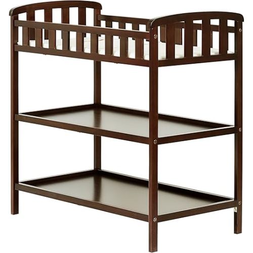 Dream On Me Emily Changing Table In Espresso, Comes With 1" Changing Pad, Features Two Shelves, Portable Changing Station, Made Of Sustainable New Zealand Pinewood