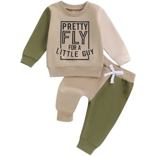 Toddler Baby Boy Clothes Pretty Fly For A Little Guy Long Sleeve Sweatshirt Top Patchwork Pants Set 2Pcs Fall Outfit