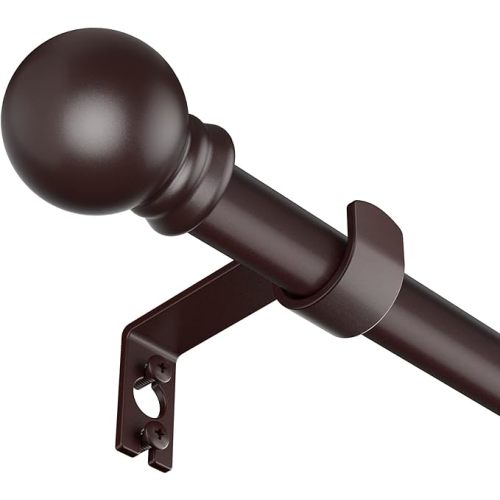 Curtain Rods for Window 32 to 62, Brown 5/8 inch Splicing Single Window Curtain Rod Set with Brackets