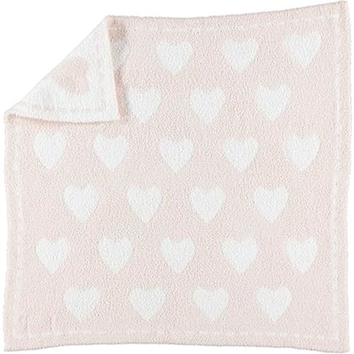 Barefoot Dreams® CozyChic® Dream Receiving Blanket, Pink-White Hearts, 30"x30"