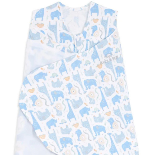 Blue Safari Animals 100% Cotton Baby Swaddle | HALO