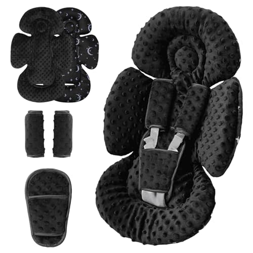 Generic Infant Car Seat Insert Compatible with Mamaroo Swing & Graco Swing and Infant Car Seat, Newborn Insert Baby Head Body Support, Reversible Design, Breathable Soft Fabric, 1Pcs - Dot, Black