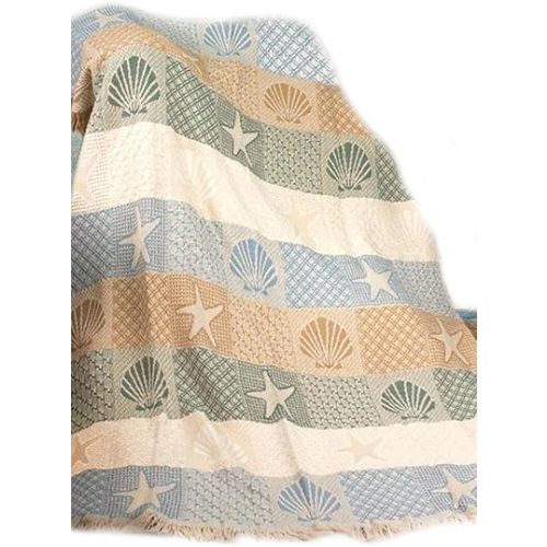 Manual Cotton Throw Blankets Seashells by The Seashore 2 Layer Throw Blanket 46 X 60 46 X 60 X 0.25 Inches Multicolored