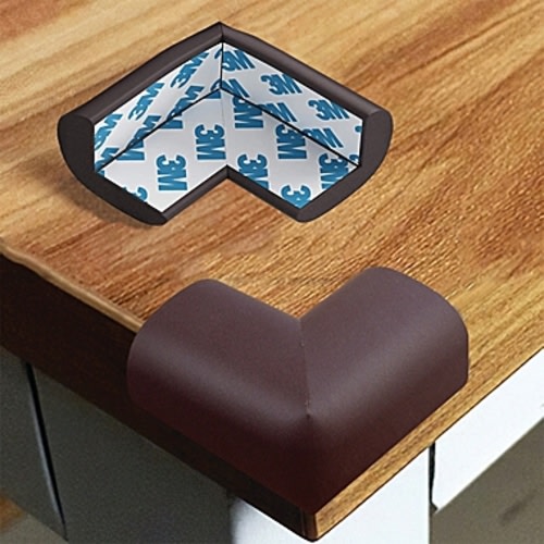 Jool Baby Products Brown Corner Guards (12 Pack) Soft Foam Furniture Guards for Child Safety - Quick installation, Damage Free 3M Adhesives