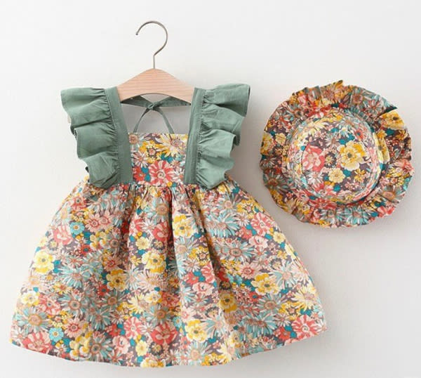 Livy Green Floral Cotton Summer Dress