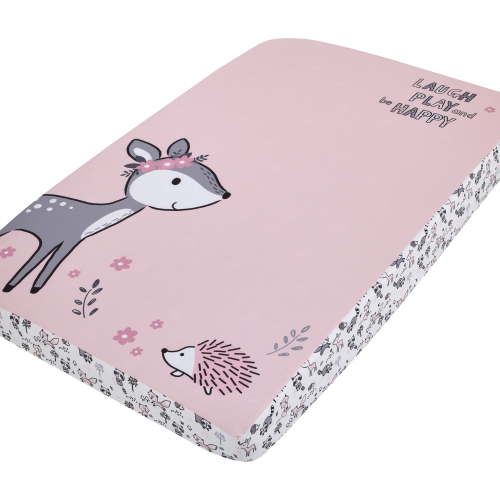 Little Love by NoJo Sweet Deer Photo Op Fitted Mini Crib Sheet, Infant Girl, Portacrib Size