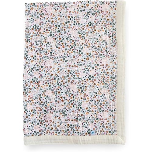 Little Unicorn Newborn Receiving Quilt | Ultra- Soft, Multi-Layered Muslin Fabric | Gift for Newborns & on-The-go (Pressed Petals)