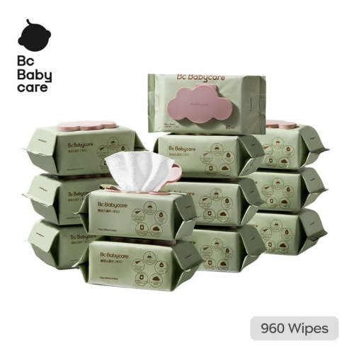 Bc Babycare Cloud Moist Baby Wipes, Thickest & XL, Ultra-Hydrating, Unscented, Hypoallergenic for Sensitive Skin, 12 Packs, 960 Total Count