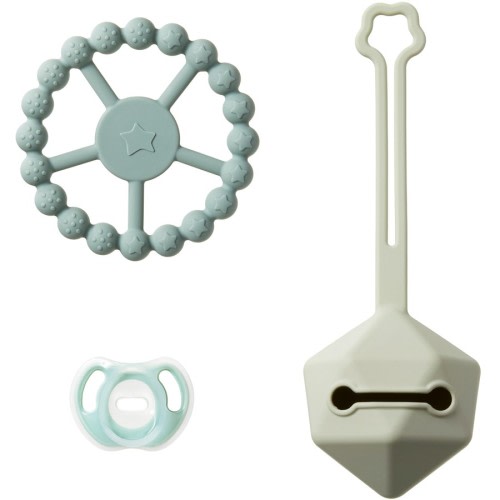 Tommee Tippee Silicone Comfort Gift Set, 0-6m Soother, 0-3m Teether, Carry Case Green