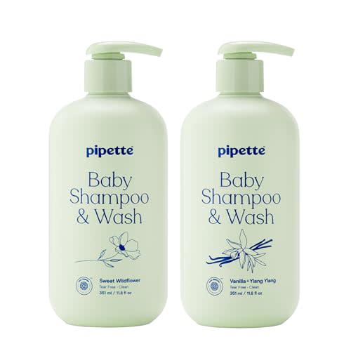 Pipette Baby Scented Shampoo + Wash Discovery Duo, Pack of 2, Includes Sweet Wildflower and Vanilla + Ylang Ylang Scents, Gentle Tear-Free Newborn Baby Bath Essentials, Non-Toxic and Hypoallergenic