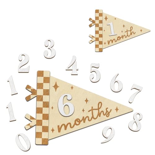 Baby Monthly Milestone Signs - Month Milestone Baby Boy - Baby Milestone Signs - Newborn Photography Props to Document Your Baby´s Growth - 1-12 Months Baby Milestone Signs (B08)