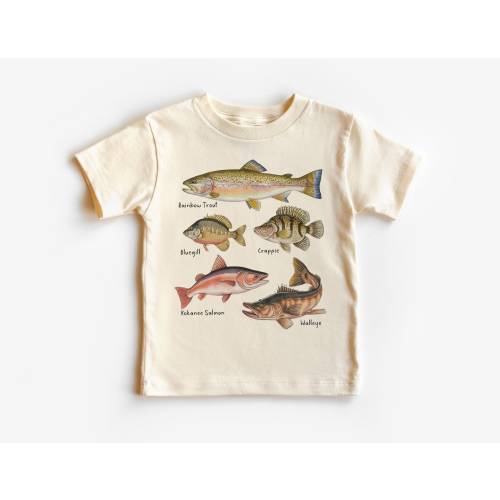 Lake Fish Field Guide Toddler Shirt - Cute Fish Biologist Children's Clothing - Future Fisherman Tee - Boho Natural Kids & Youth Shirts