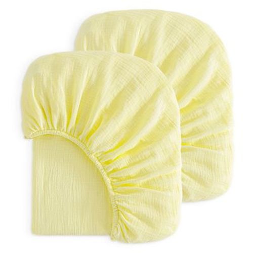 2 Pack Cotton Crib Sheets, Double Gauze Breathable Fitted Sheets with Deep Pockets, Night Sweat Wicking for Toddler - NTBAY