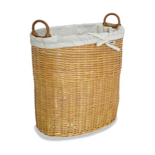 Tall Oval Wicker Tote Basket with Removable Liner | The Basket Lady