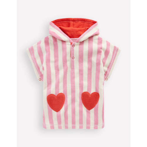 Towelling Throw On-Bubblegum Pink Heart Stripe | Boden USA