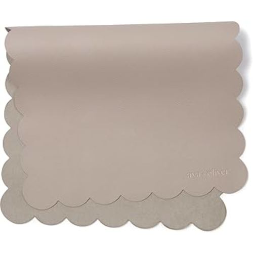 Vegan Leather Changing Pad - Portable, Wipeable, Foldable (16 x 30 in) - Multipurpose Diaper Changing Mat (Grey Scallop)