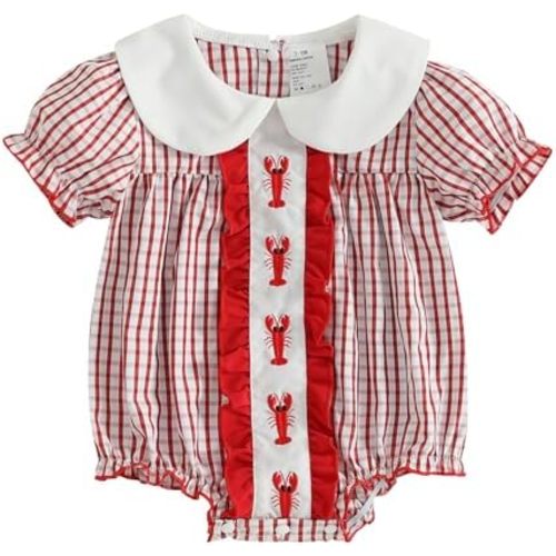 BemeyourBBs Baby Girl Bubble Romper Short Sleeve Peter Pan Collar Jumpsuit Newborn Infant Summer Clothes