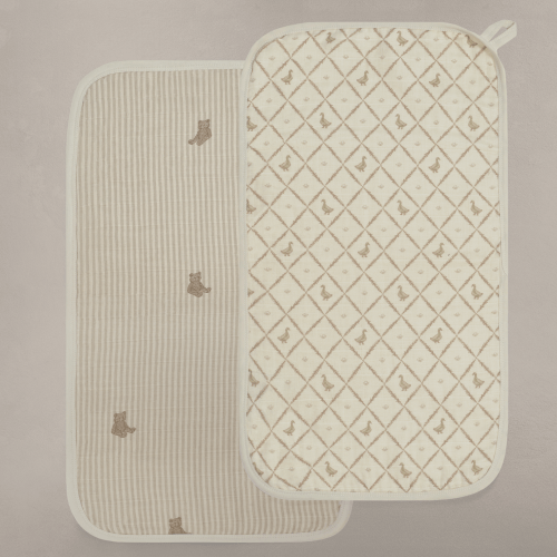 'Bear' & 'Duck' - Premium Muslin Burp Cloth 2-Pack