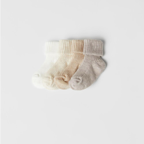 FOUR-PACK OF COLORFUL SOCKS - Light beige