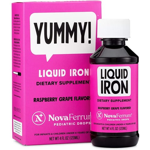 NovaFerrum Yummy | Pediatric Drops Liquid Iron Supplement for Infants and Toddlers | Liquid Iron for Kids | 15mg of Iron Per 1mL Dose | Ages 4 & Under | Gluten Free Certified | Sugar-Free | Raspberry