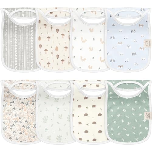 8-Pack Baby Bibs for Boys, Girls - Pullover Bibs for Drooling Teething Baby Girl & Boy Toddler, Newborn, Soft & Absorbent, Cute Colors, Large Torso Coverage Keep Infant Clean & Dry (Prairie)