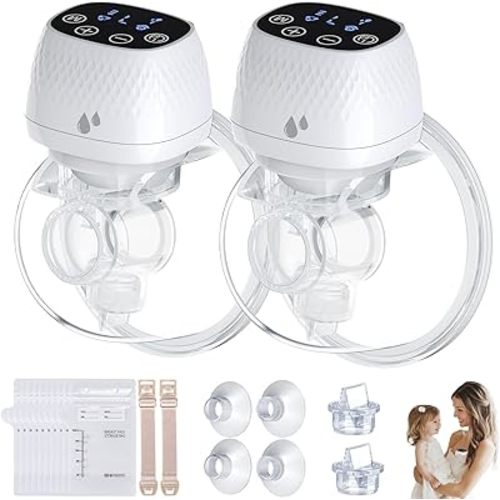 ASAHINA Hands Free Breast Pump S12 Updated, Wearable Breast Pumps of Longest Battery Life & Touch Screen, Double Portable Electric Breast Pump with 3 Modes 9 Levels Suction-19/22/25mm Flange, 2 Pack