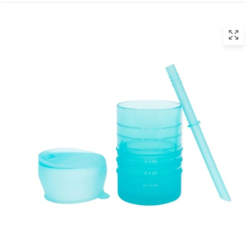 Silicone Toddler Cups with Sraws & Leak-Resistant Lid, Blue | Bumkins