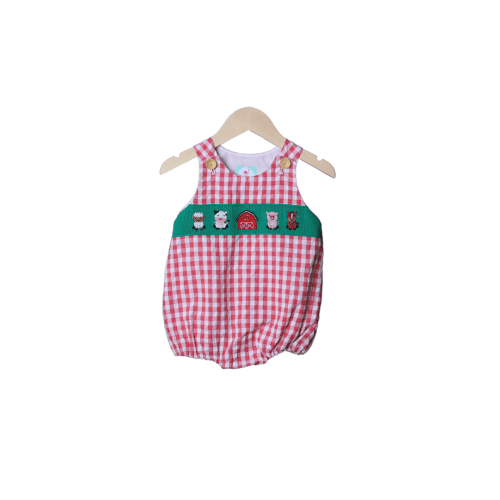 Smocked Fancy Fun at the Farm Gingham Bubble