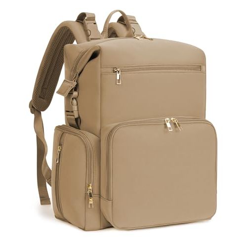 CEI-CEI Neoprene Diaper Bag Backpack with Changing Pad, Large Newborn Baby Maternity Bags Travel Tote with Insulated Pockets (Oat)