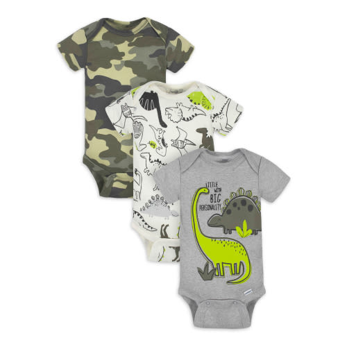 Gerber Baby Boy Short Sleeve Onesies Bodysuits, 3-Pack (Preemie - 12M)