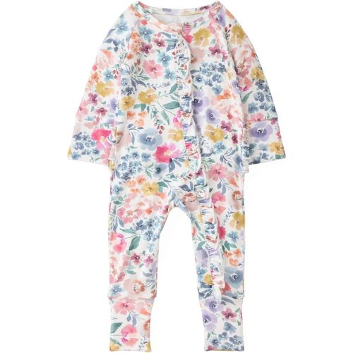 Little Sleepies Ruffle Zippy, Newborn Pajamas, Viscose from Bamboo Baby Pajamas, Girls Newborn Sleepers, Micropreemie
