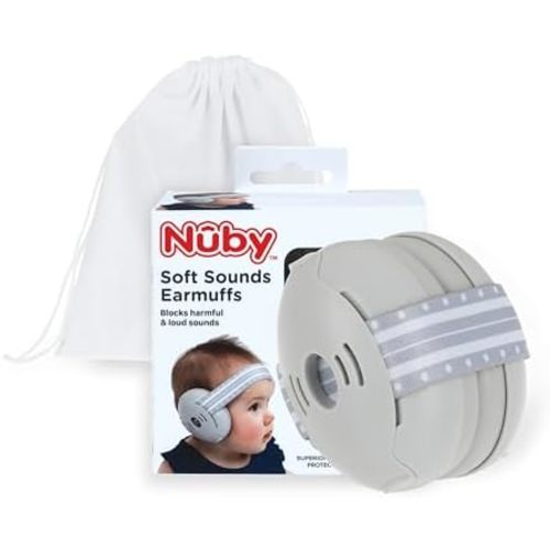 Nuby Soft Sounds - Adjustable Baby Earmuffs for Protection Against Loud Noises
