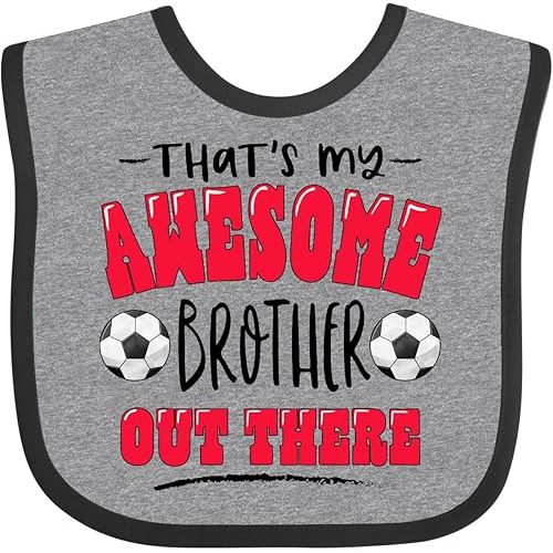 inktastic That's My Awesome Brother Out There with Soccer Balls Baby Bib