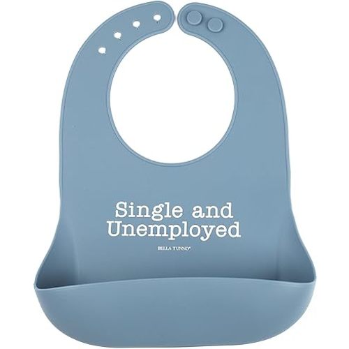 Baby Bib for Eating by Bella Tunno, Waterproof Silicone Bib with Large Food Catcher, Adjustable Fit for Babies 4-12 months & Toddlers 1-3 Years, Boys & Girls, Single and Unemployed