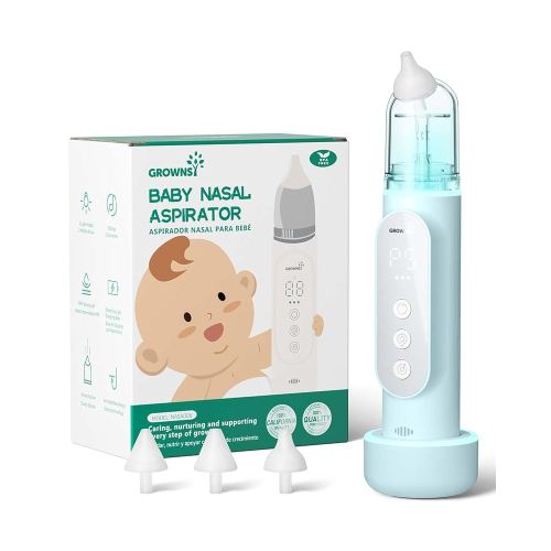 GROWNSY Nasal Aspirator for Baby, Upgraded 5 Suction Levels Baby Nose Sucker, IPX7 Waterproof Electric Nose Suction for Baby, Booger Sucker for Toddlers with Music & Light Functions (Blue)