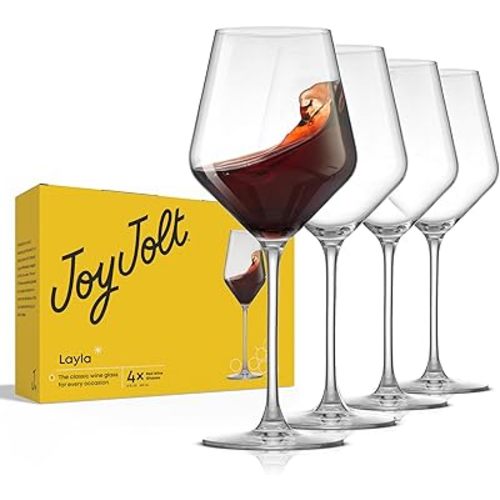 JoyJolt Layla Italian Red Wine Glasses, Set of 4 , 17 oz Clear – Made in Europe