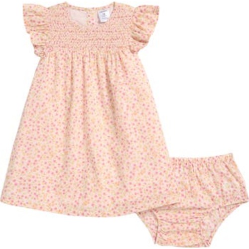 Smocked Cotton Dress & Bloomers, 9M