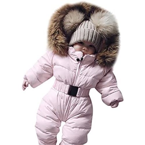 Newborn Baby Snowsuit Toddler Girl Winter Thick Warm Hooded Jumpsuit Infant Romper Zipper Down Coat Outerwear