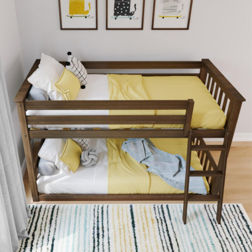 Aileana Twin Over Twin Solid Wood Bunk Bed by Lark Manor™ (Color Walnut)