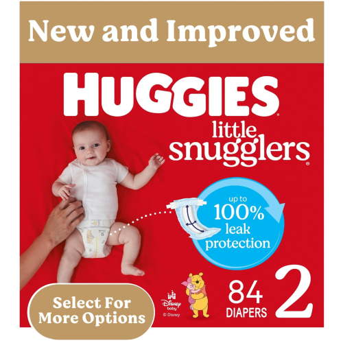 Huggies Little Snugglers Baby Diapers, Size 2 (12-18 lbs), 84 Ct (Select for More)