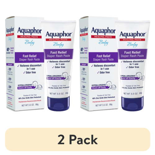 (2 pack) Aquaphor Baby Diaper Rash Paste with Zinc Oxide, Hypoallergenic, Paraben and Talc Free, 3.5 oz