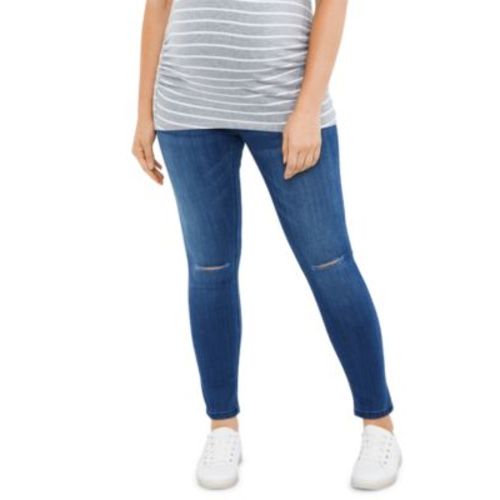 Maternity Indigo Blue Secret Fit Over the Belly Stretch Ankle Jeggings - Motherhood