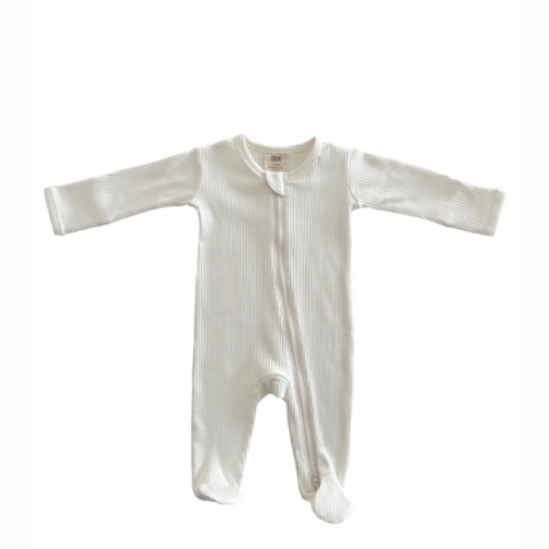 Ivory / Organic Ribbed Zip Footie – SpearmintLOVE