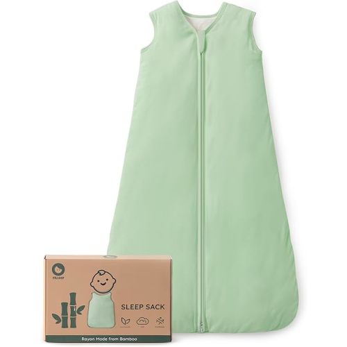Rayon Made From Bamboo Baby Sleep Sack, SuperSoft 12-18 Months 1.0 Tog Baby Wearable Blanket, Sleeping Sack for Toddler Infant with 2-Way Zipper, Lightweight & Roomy,Green