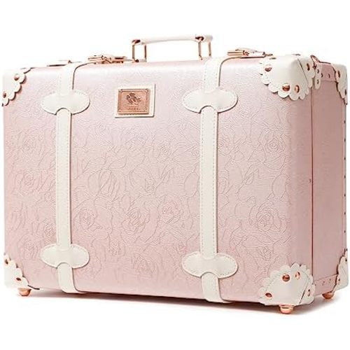 urecity Vintage and Cute Carry-on Overnight Case Non-wheeled Mini Leather Trunk Suitcase with Shoulder Strap