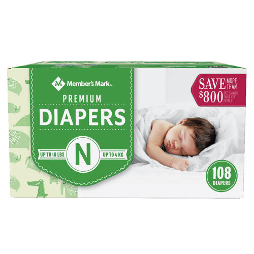 Member's Mark Premium Baby Diapers, Sizes: Newborn - 7 - Sam's Club