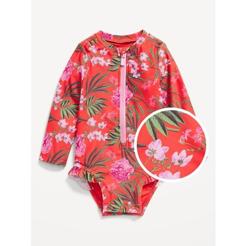 Printed Ruffle-Trim Rashguard One-Piece Swimsuit for Baby