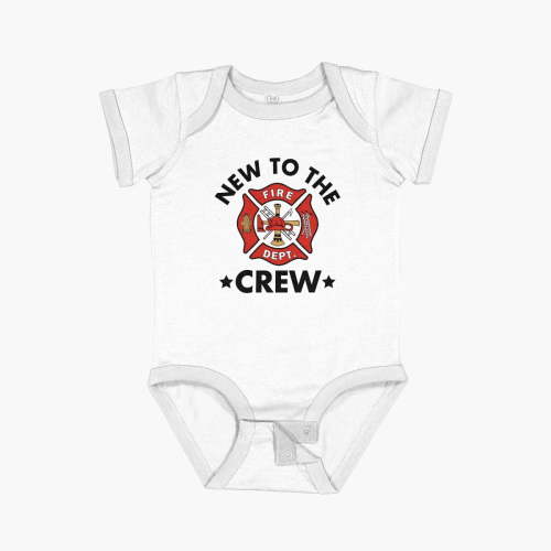 Luvly Firefighter Cross Short Sleeve Baby One-Piece, New Born, Baby Shower Gift, New Parents Gift