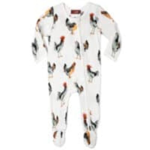 Chicken Organic Cotton Zipper Footed Romper | MILKBARN | Organic Babywear