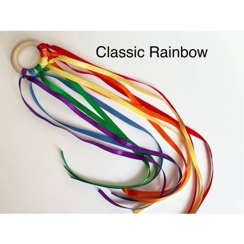 Hand Kite | Waldorf Wooden Ribbon Toy | Montessori | Pretend Play | Imaginative Learning Toy | Dance Prop | Birthday Party Favor